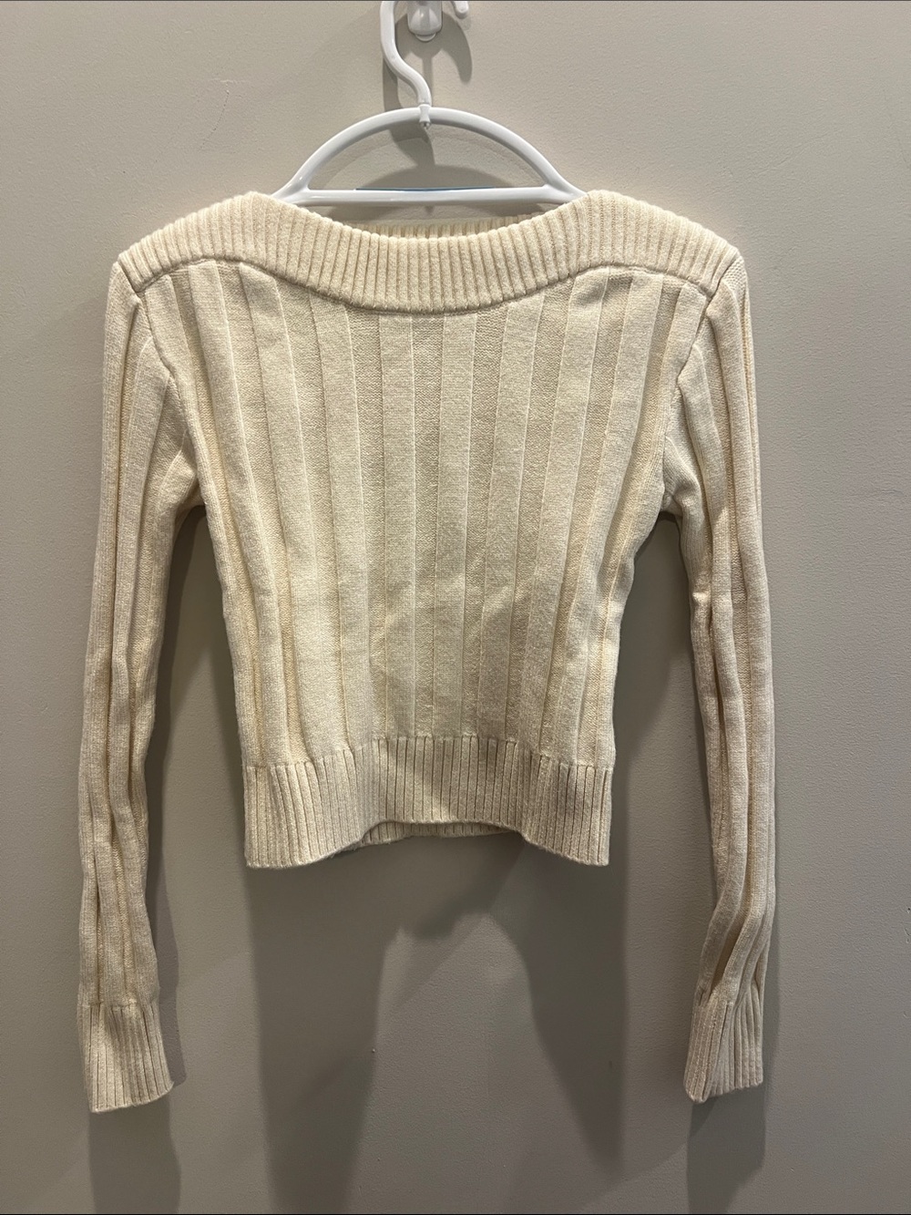 Steve Madden Cream Ribbed Women's Sweater - Classic Boatneck